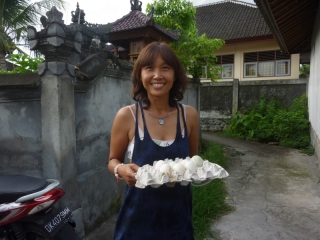 Oleh oleh! A tray of duck eggs, probably only hours out of the duck's bum