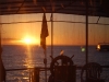 Sunset on Day 3, looking out the back of our boat