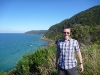 In the morning we continued along beside the azure ocean under the cerulean sky