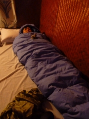 Cold, cold nights - it's sleeping bag time when the sun goes down at 5:30