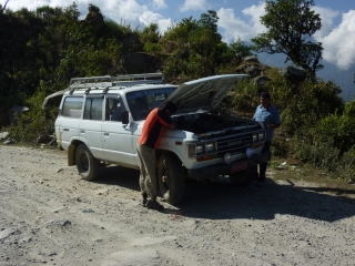 The terminal block snapped and then melted the battery casing - just a typical road journey in Nepal