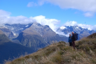 Mum and dad admiring the rugged Hollyroad Valley and the fair blue skies