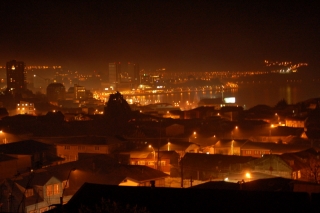 The port town of Puerto Montt under the blanket of night