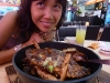 We celebrated our otter sighting with a huge feast of black-pepper crab - if Maureen looks covetous, that\'s how delicious it was