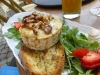 Huge piece of lovely goat cheese on toast, lunch in Uppsala